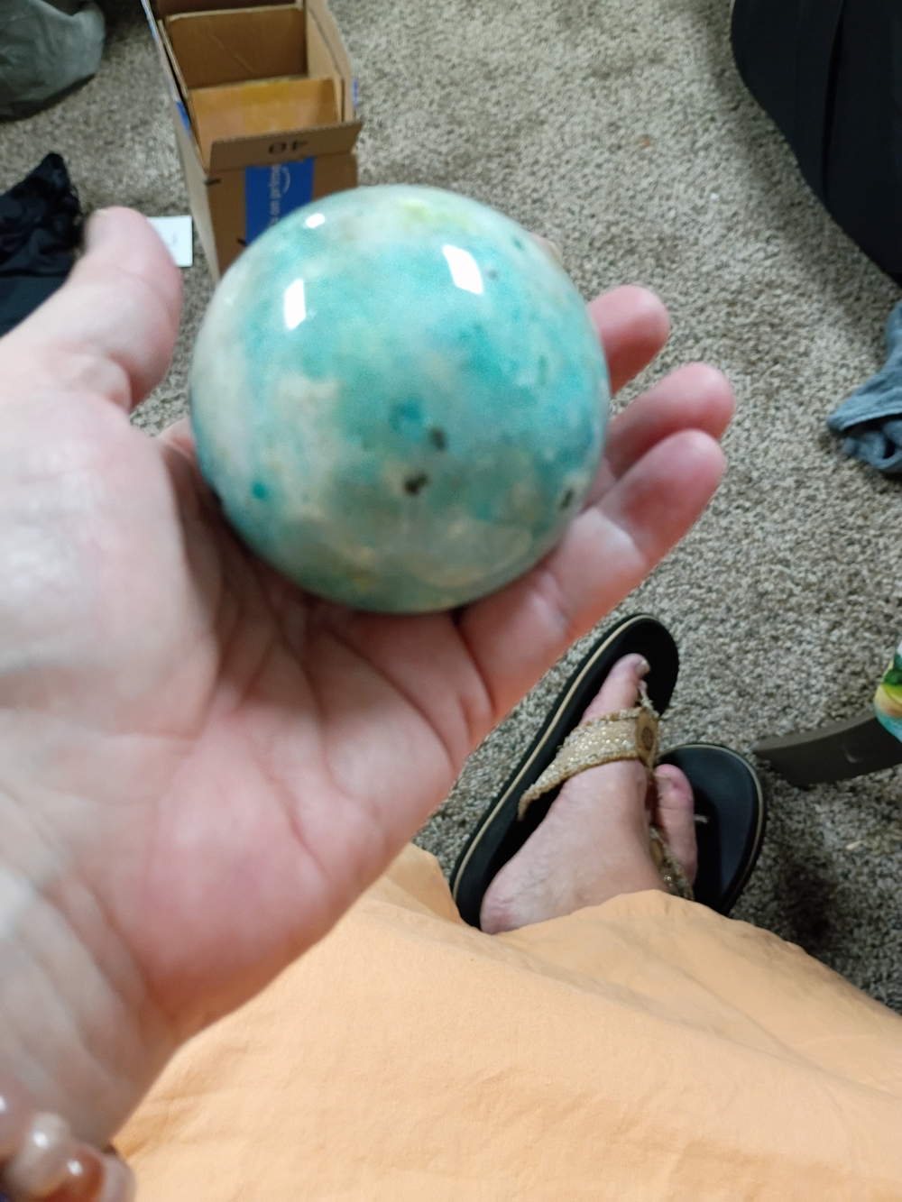Amazonite & Quartz Sphere 2.5 Inches